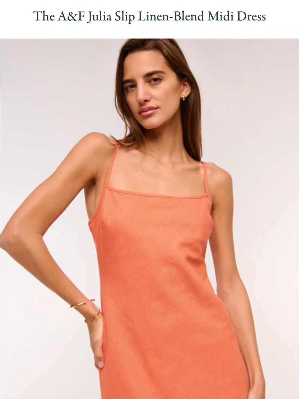 NWT Abercrombie & Fitch Linen-Blend Slip Midi Dress - Picture 4 of 9